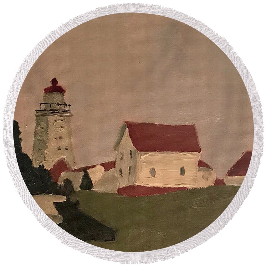  Round Beach Towel featuring the painting The Farm by John Macarthur