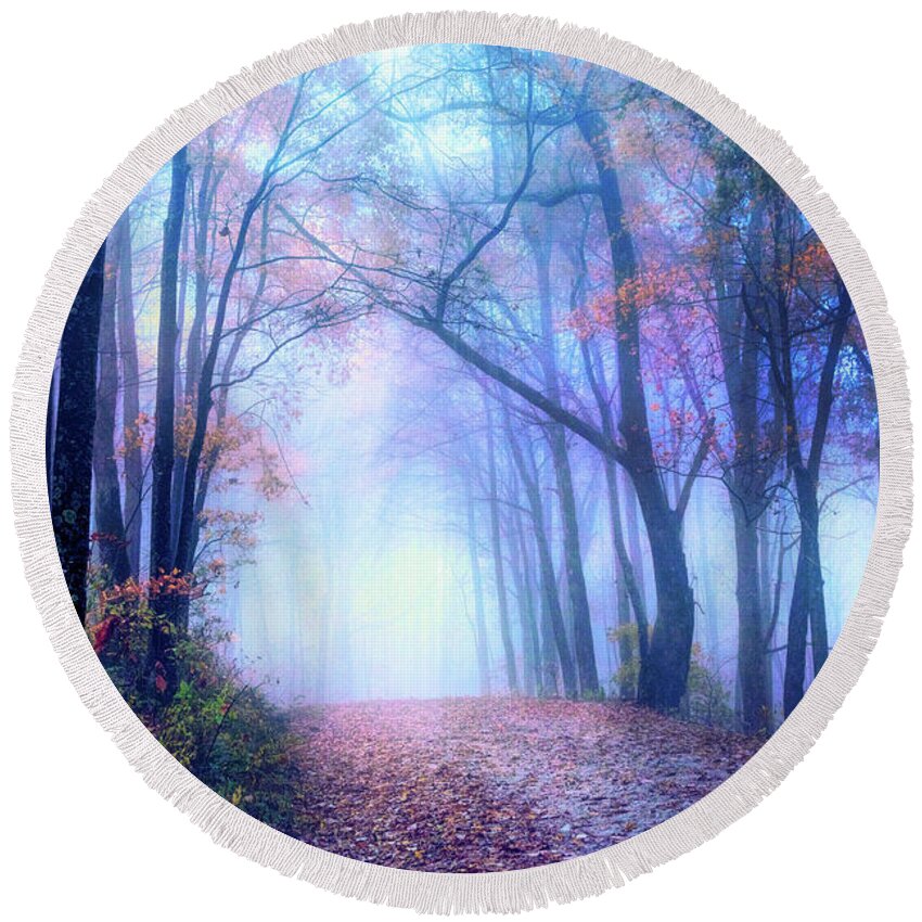 Carolina Round Beach Towel featuring the photograph The Ghosts of Autumn Evening by Debra and Dave Vanderlaan