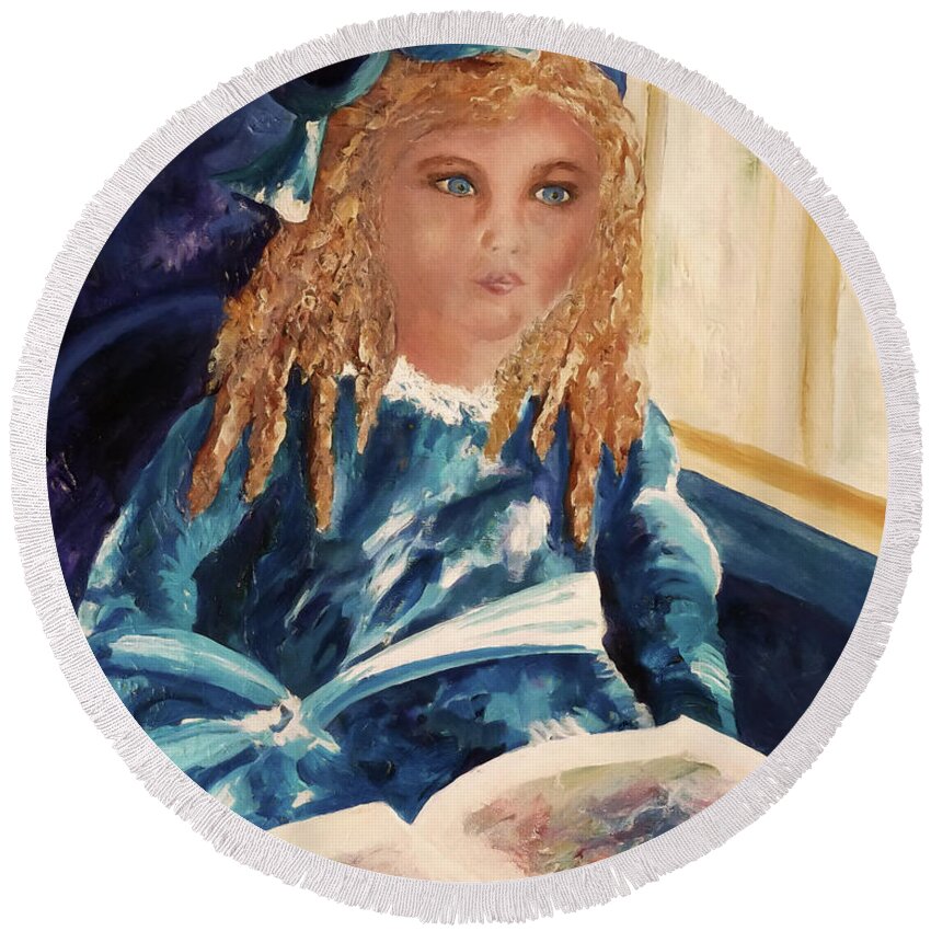Child Round Beach Towel featuring the painting The Gift of Imagination by Claire Bull