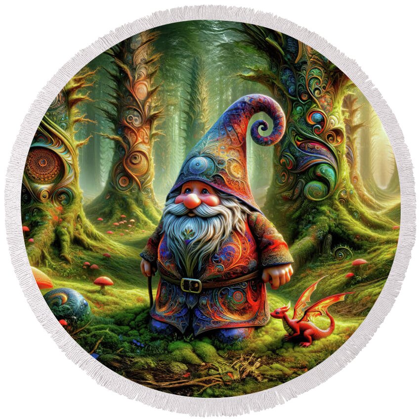 Enchanted Forest Round Beach Towel featuring the photograph The Gnome's Fractal Forest by Bill and Linda Tiepelman