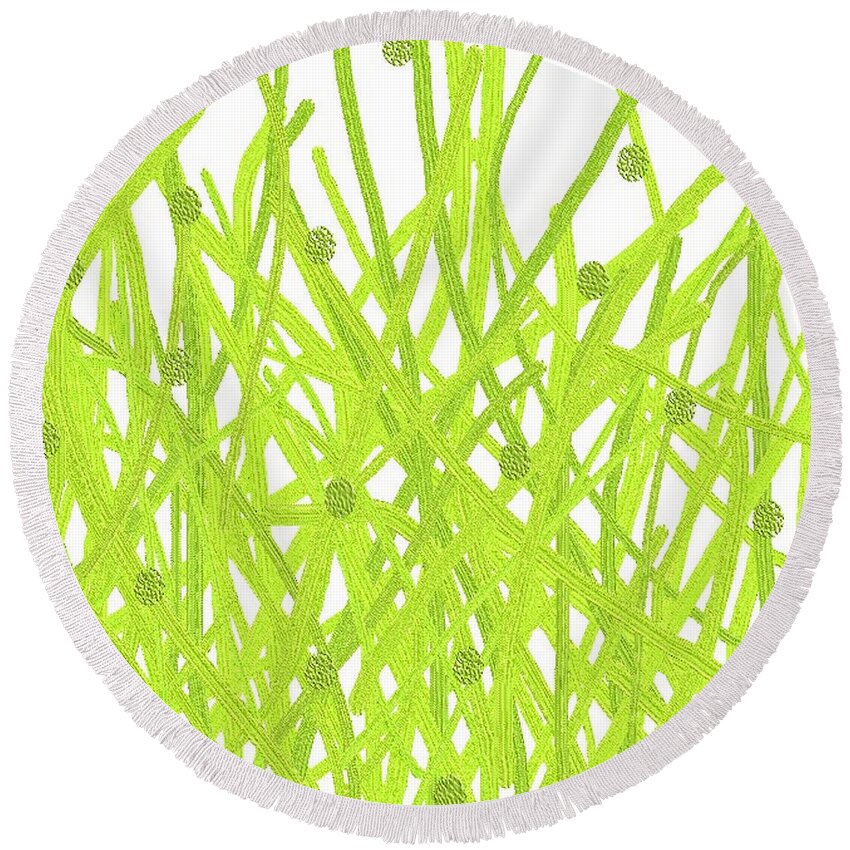 Green Round Beach Towel featuring the digital art The Grass Is Greener by Designs By L