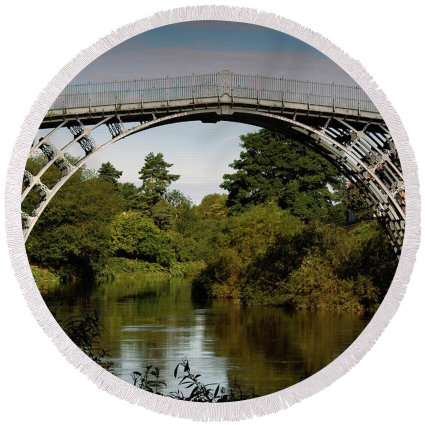Abraham Darby Round Beach Towel featuring the photograph The Iron Bridge by Average Images