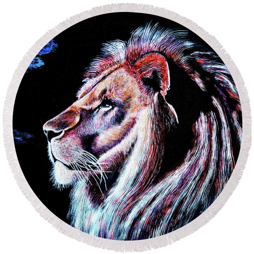 Figurative Round Beach Towel featuring the painting the King by Viktor Lazarev