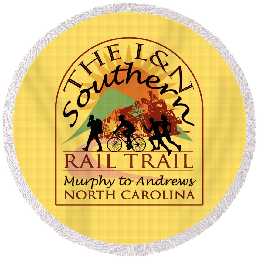 Train Round Beach Towel featuring the photograph The L and N Southern Rail Trail Runners Cyclists Hikers by Debra and Dave Vanderlaan
