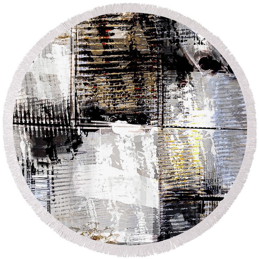 Abstract Round Beach Towel featuring the photograph The Ladder by Marilyn Cornwell