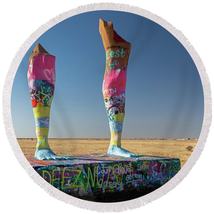 Legs Of Amarillo Round Beach Towel featuring the photograph The Legs of Amarillo by Jim West