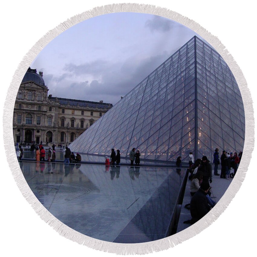 France Round Beach Towel featuring the photograph The Louvre by Roxy Rich