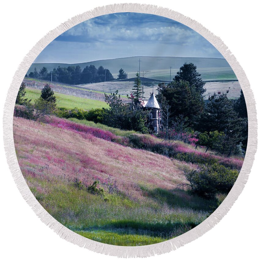 The Moore Castle Round Beach Towel featuring the photograph The Moore Castle by David Patterson