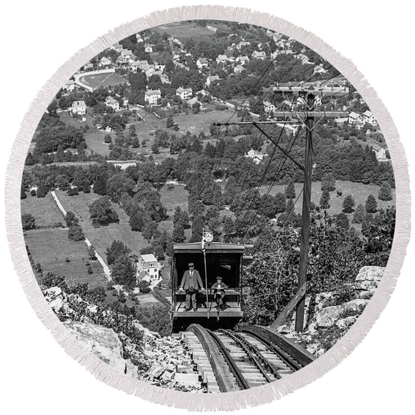 Hudson Valley Round Beach Towel featuring the photograph The Mount Beacon Incline Railway, 1903 by The Hudson Valley