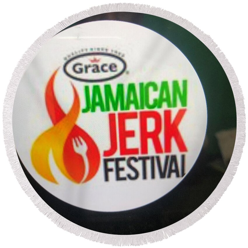 Jamaica A Dish Round Beach Towel featuring the photograph The National Jerk Fest by Trevor A Smith