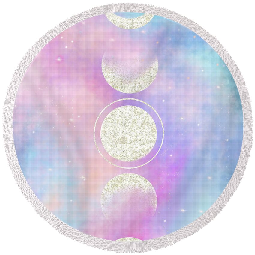 Moon Round Beach Towel featuring the digital art The Passing of Time by Rachel Emmett