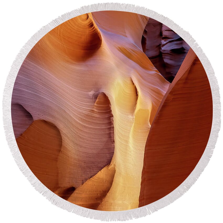 Antelope Canyon Round Beach Towel featuring the photograph The Path by Dan McGeorge