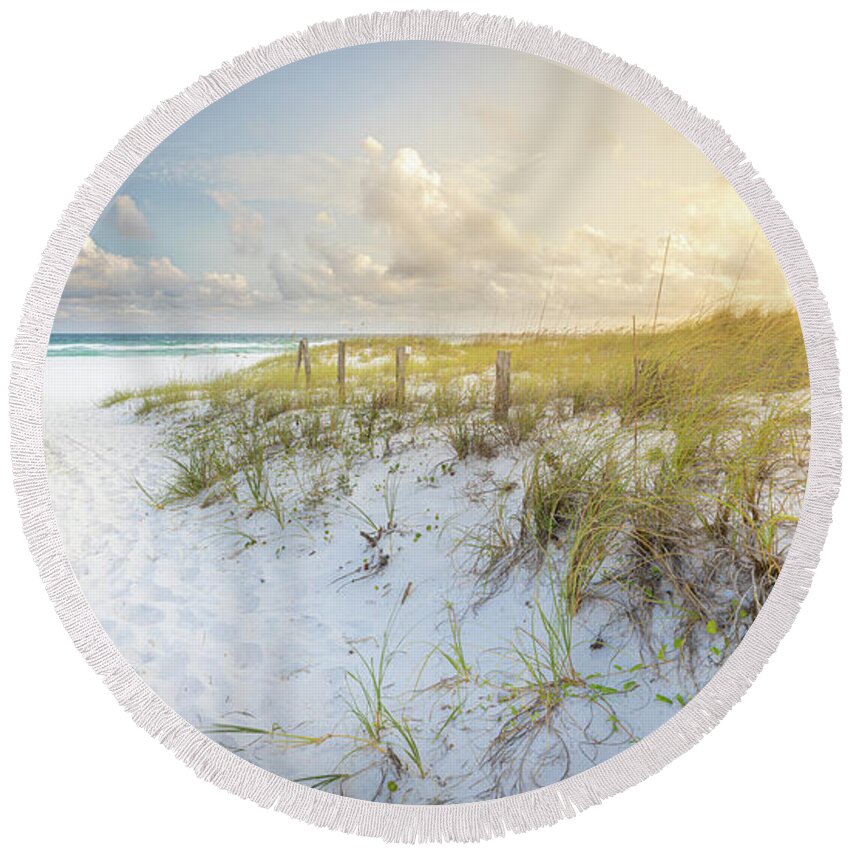 Beach Round Beach Towel featuring the photograph The Path To The Seashore At Gulf Islands National Seashore Florida by Jordan Hill