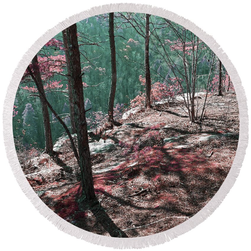 Obed Round Beach Towel featuring the photograph The Point Trail Infrared by Phil Perkins