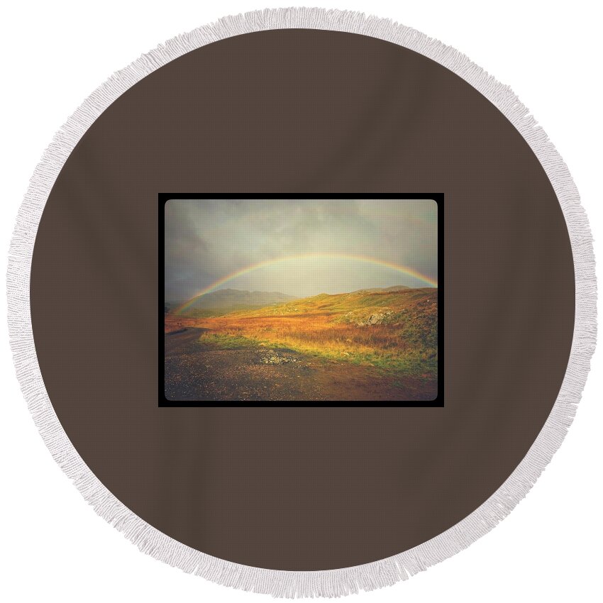 Scotish Higlands Round Beach Towel featuring the photograph The Rainbow by Mark Egerton