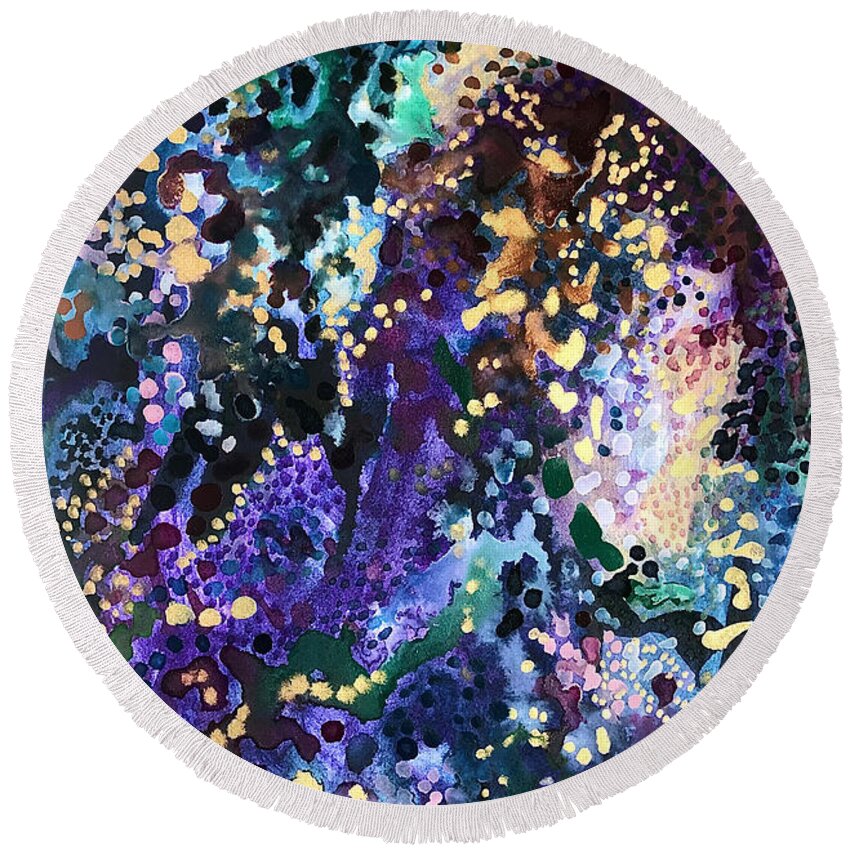  Round Beach Towel featuring the painting The Realm by Polly Castor