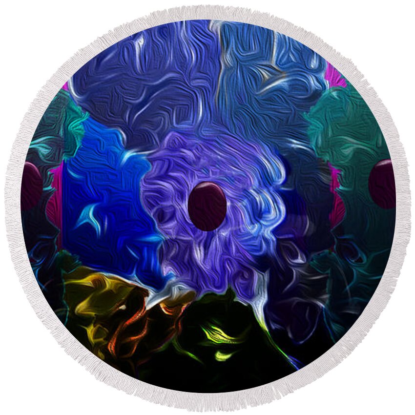 Abstract Symbolism Round Beach Towel featuring the digital art The Republic of Thoughts 3 by Aldane Wynter