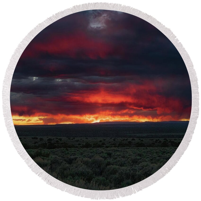 Taos Round Beach Towel featuring the photograph The Rise of the Phoenix Full SHOT by Elijah Rael