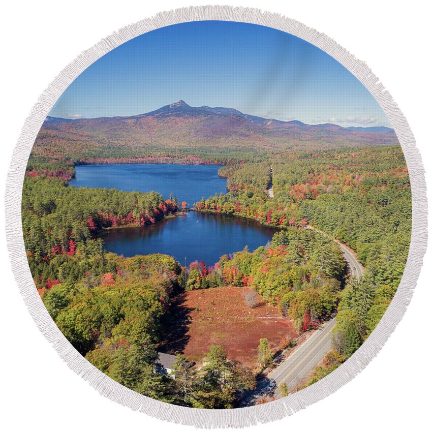 Chocorua Lake Round Beach Towel featuring the photograph The Road To The White Mountains Of NH - Route 16 by John Rowe