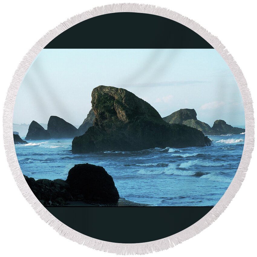 Dv8.ca Round Beach Towel featuring the photograph The Rock by Jim Whitley