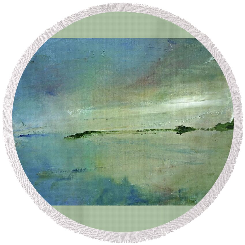 Landscape Round Beach Towel featuring the painting The Spit by Roger Clarke