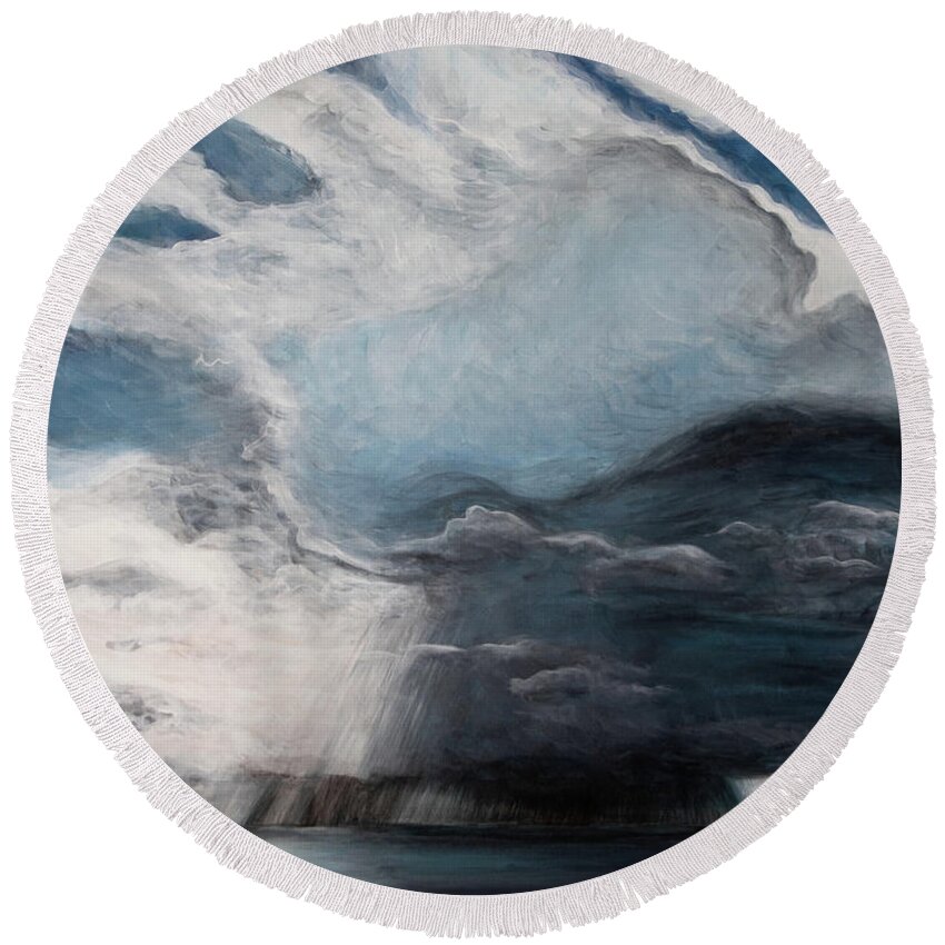 Storm Round Beach Towel featuring the painting The Storm by Pamela Schwartz