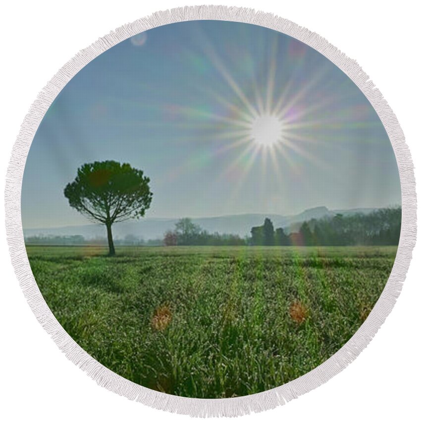 Landscape Round Beach Towel featuring the photograph The time for festivities by Karine GADRE