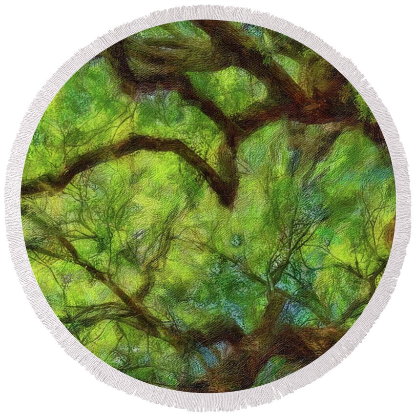 Tree Of Life Round Beach Towel featuring the digital art The Tree of Life by Russ Harris