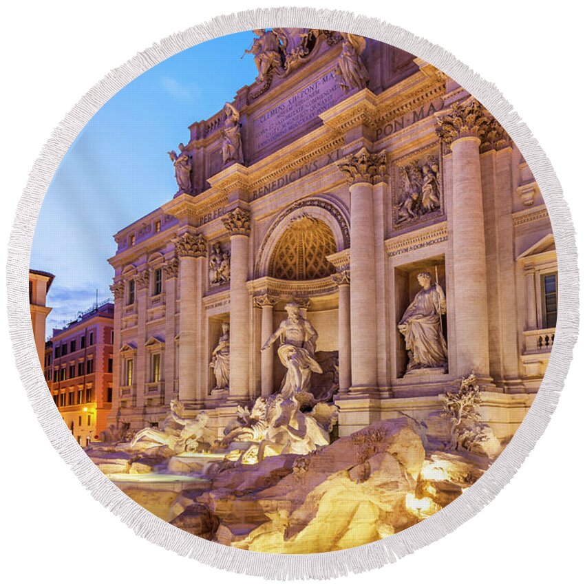 Italy Rome Round Beach Towel featuring the photograph The Trevi fountain, Rome by Neale And Judith Clark