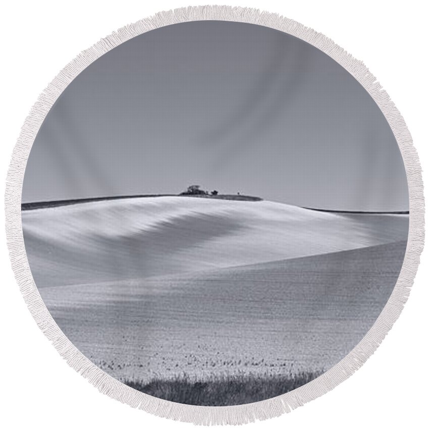 Landscape Round Beach Towel featuring the photograph The Wave by Karine GADRE