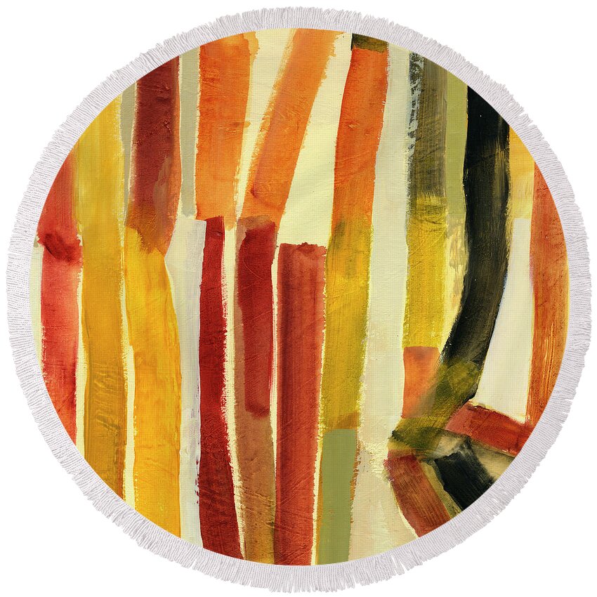 Abstract Art Round Beach Towel featuring the painting The Way Home by Jane Davies