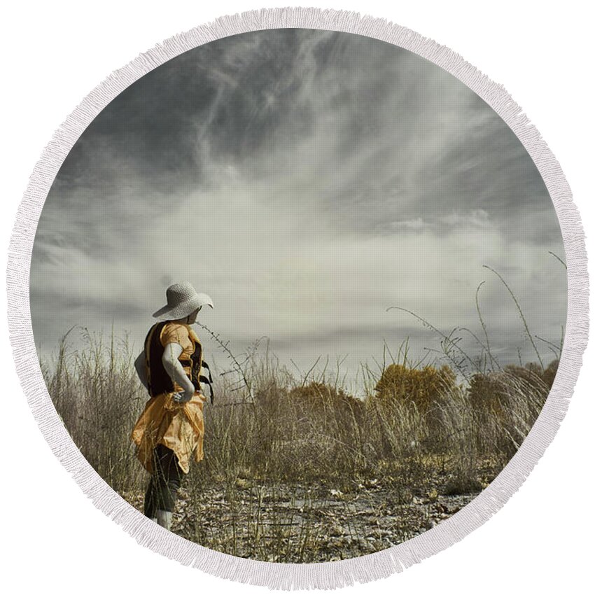 Woman Round Beach Towel featuring the photograph The Will To Conquer by Jim Cook