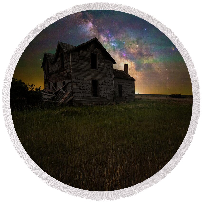 Dark Places Round Beach Towel featuring the photograph The World I Know by Aaron J Groen