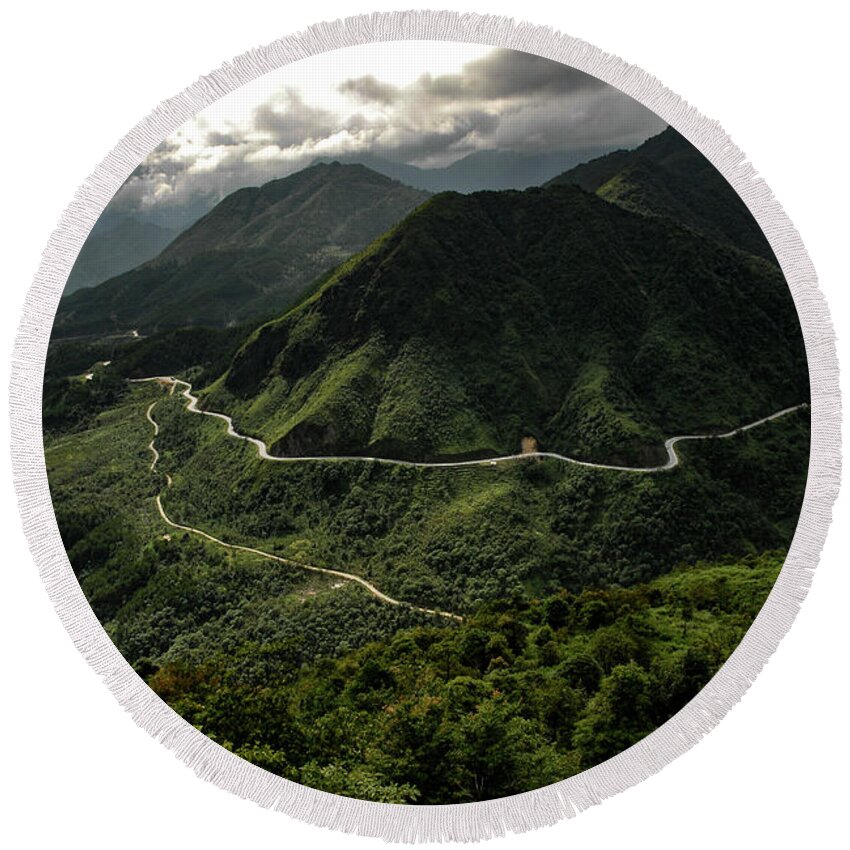 Vietnam Round Beach Towel featuring the photograph Things To Come - High Mountain Pass, Northern Vietnam by Earth And Spirit
