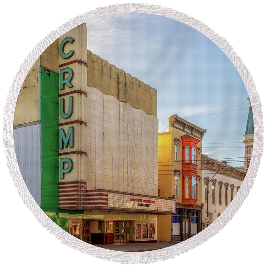 Columbus Historic District Round Beach Towel featuring the photograph Third Street Historic Architecture - Columbus, Indiana by Susan Rissi Tregoning