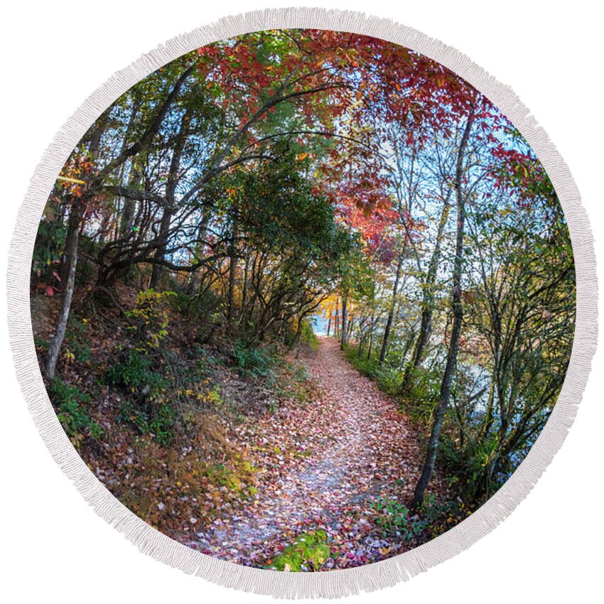 Carolina Round Beach Towel featuring the photograph Through the Trees along the Trail by Debra and Dave Vanderlaan