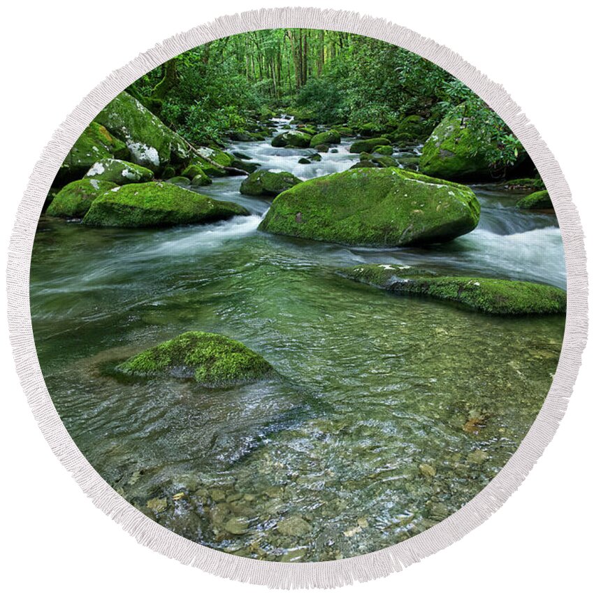 Smoky Mountains Round Beach Towel featuring the photograph Thunderhead Prong 20 by Phil Perkins