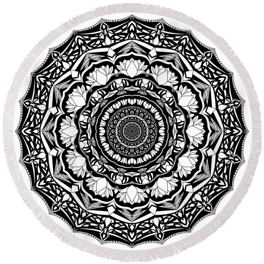 Time Round Beach Towel featuring the digital art Time Before the Present Mandala by Angie Tirado