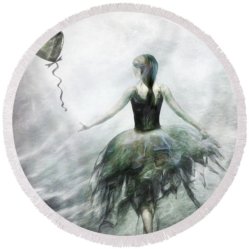 Ballet Round Beach Towel featuring the digital art Time to let Go by Jacky Gerritsen