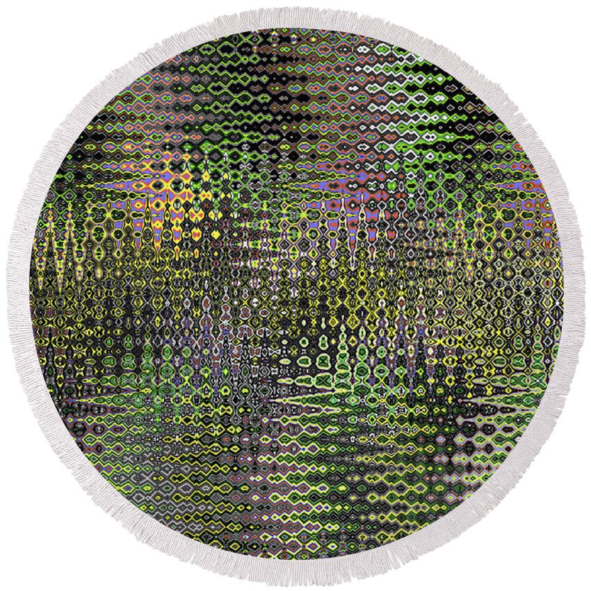 Tom Stanley Janca Abstract # 2930ps3 Round Beach Towel featuring the digital art Tom Stanley Janca Abstract # 2930ps3 by Tom Janca