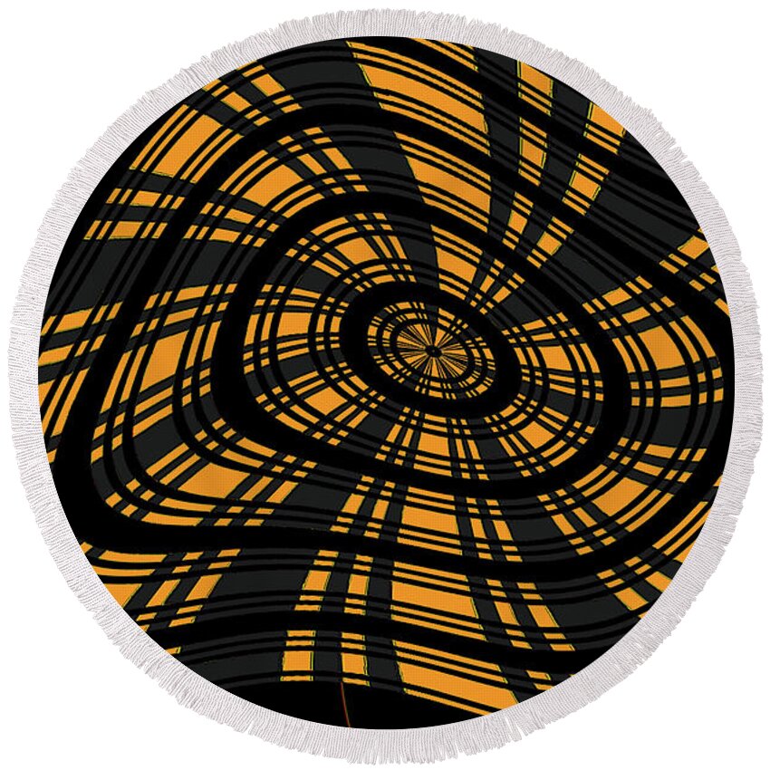 Tom Stanley Janca Round Beach Towel featuring the digital art Tom Stanley Janca Squashed Circle Abstract by Tom Janca
