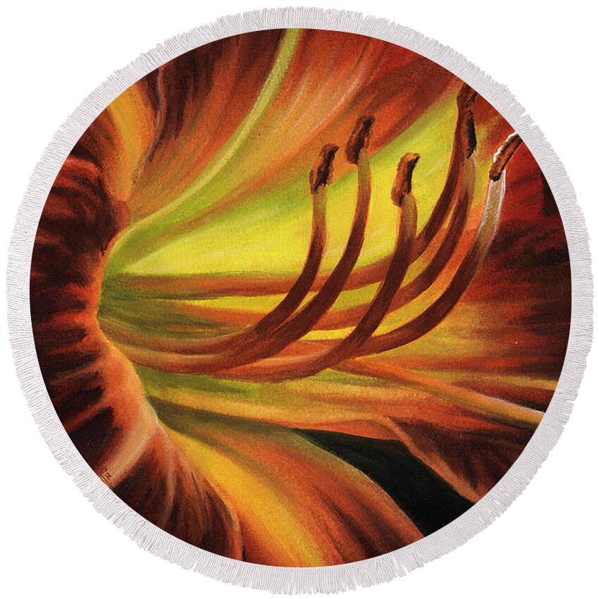 Flower Round Beach Towel featuring the painting Tones by Barbara Keith