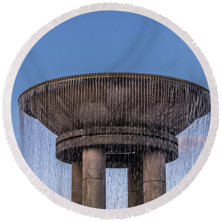 Fountain Round Beach Towel featuring the photograph Top of Cary Fountain by Rick Nelson