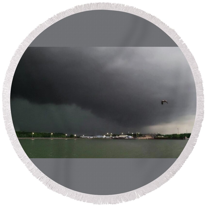 Weather Round Beach Towel featuring the photograph Tornado Warned Storm in Tennessee 5/4/21 by Ally White