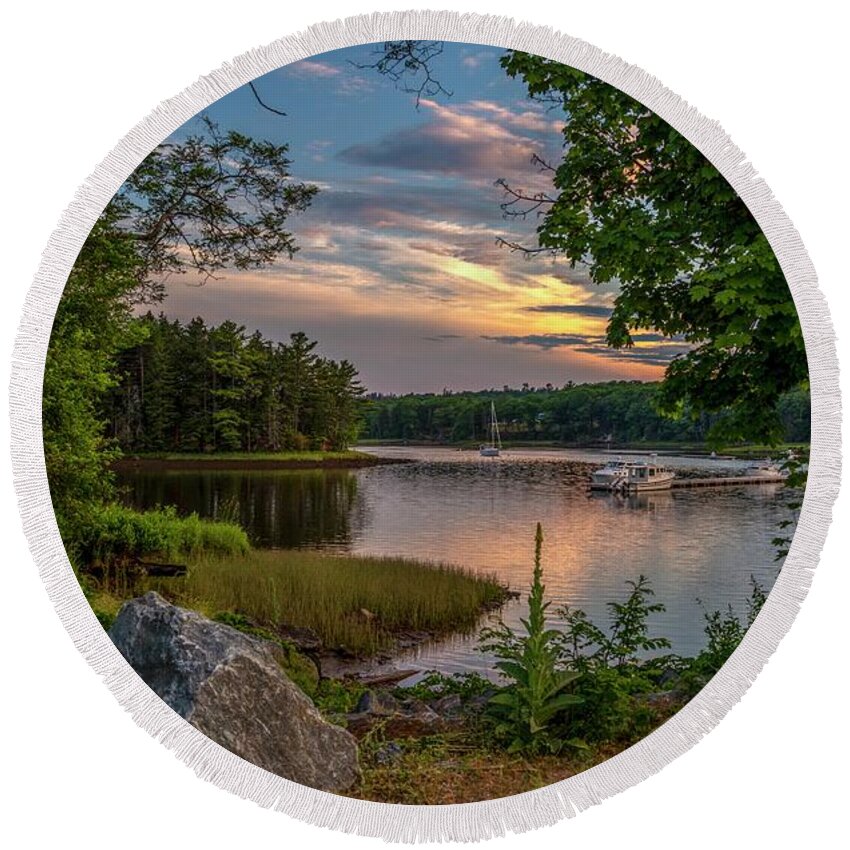 Maine Round Beach Towel featuring the photograph Town Park by Karin Pinkham