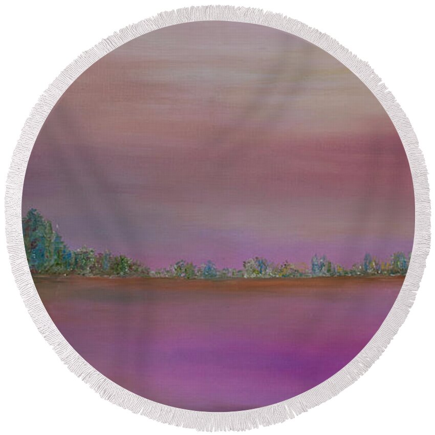 Sea Round Beach Towel featuring the painting Tranquility by Alina Deica