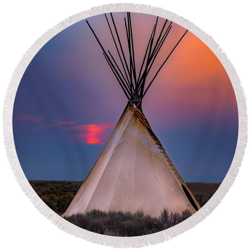 Taos Round Beach Towel featuring the photograph Tranquility from Northern NM by Elijah Rael