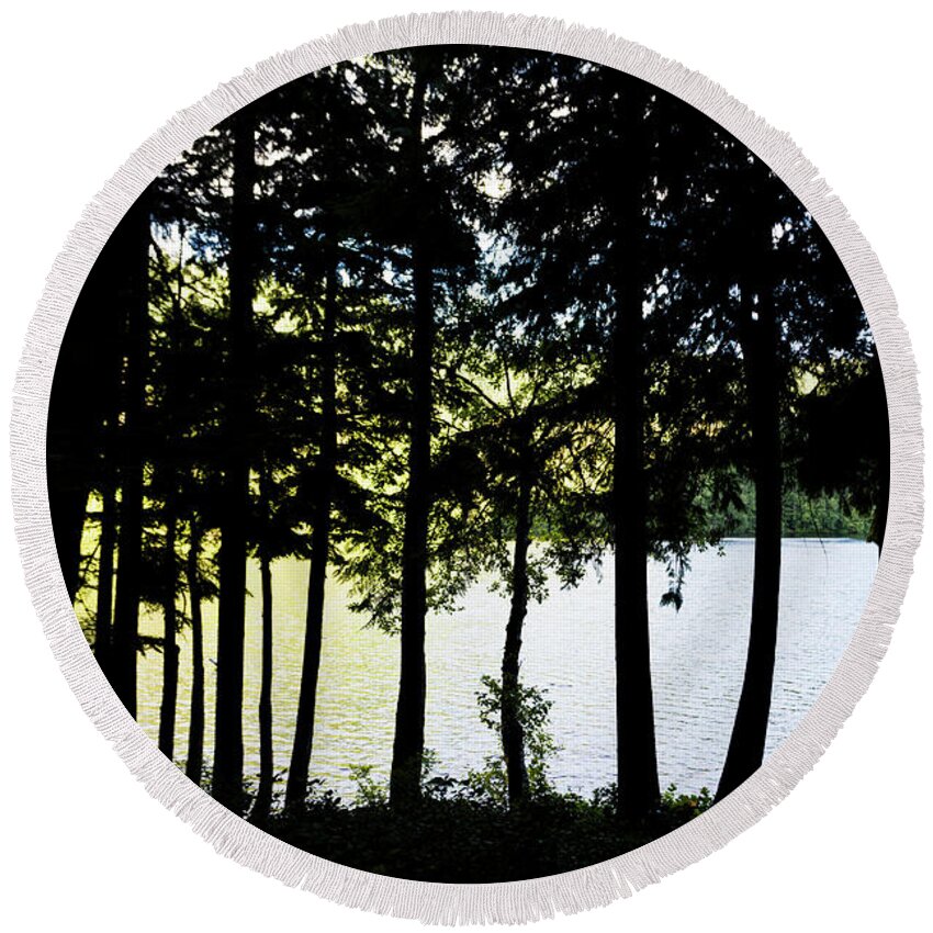 Dv8.ca Round Beach Towel featuring the photograph Trees at Alice Lake by Jim Whitley