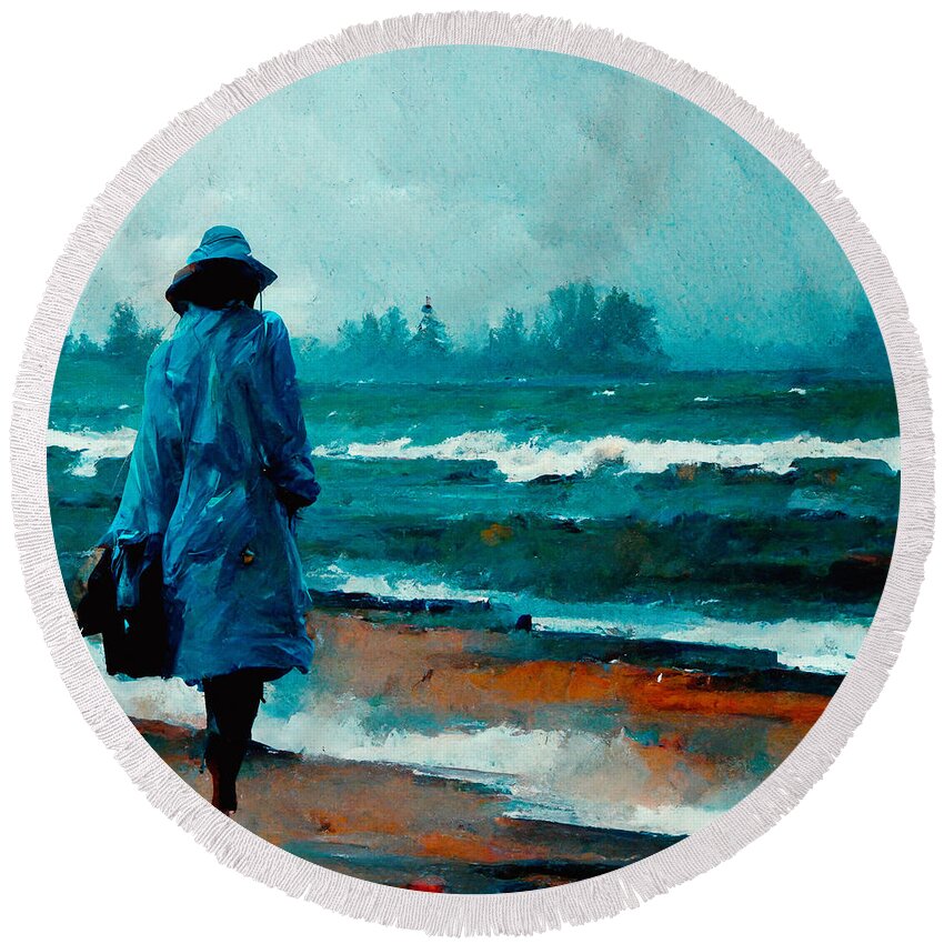 Trenchcoats Round Beach Towel featuring the digital art Trenchcoats #8 by Craig Boehman