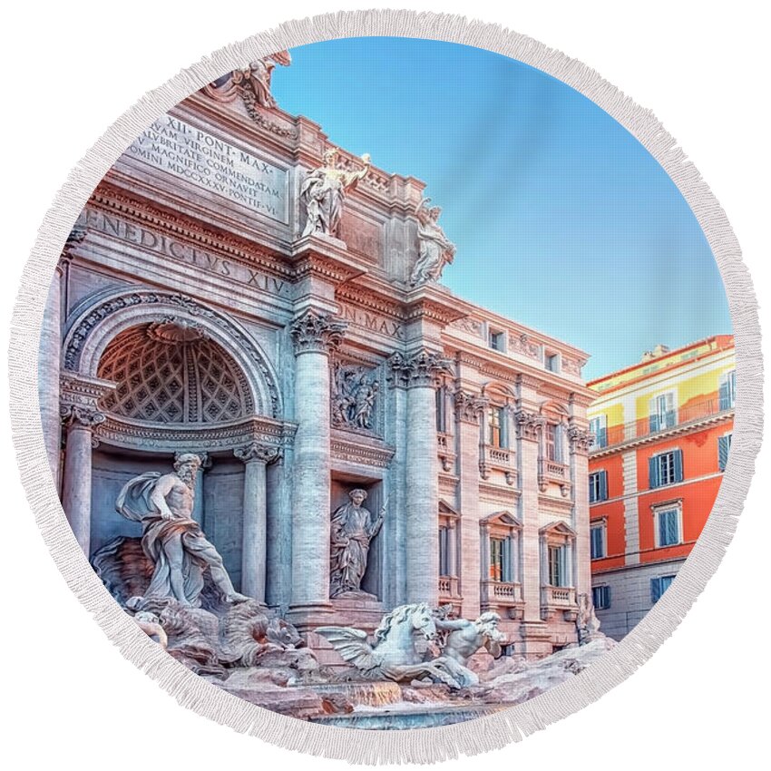 Ancient Round Beach Towel featuring the photograph Trevi by Manjik Pictures